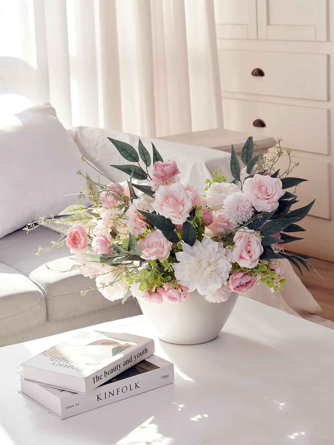 Anna's Whimsy Artificial Flowers Bouquets, Artificial Silk Flowers Bouquets for Wedding, Home Table Decorations, Wedding Centerpieces Bouquets Flowers Arrangement Decorations