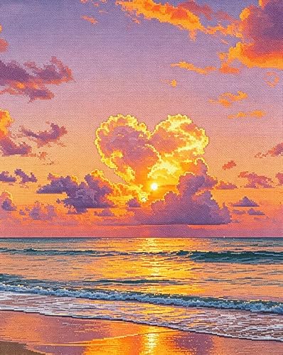 FanZheZhe Counted Cross Stitch Kits for Adults Advanced Suitable for Adult Beginners, Entry-Level and Advanced Simple Cross Stitch Pattern Set Needlework Seascape 11ct40x50cm