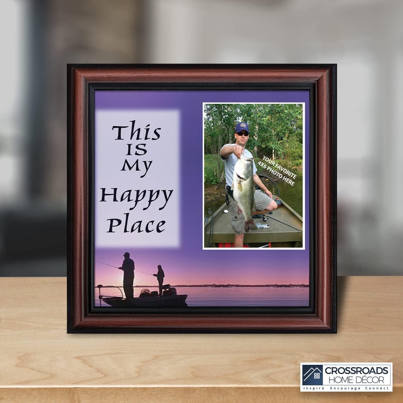Fishermans Happy Place, Personalized Fishermens Gifts for the One You Love, Fishing Décor Picture Frame 10X10 9722W