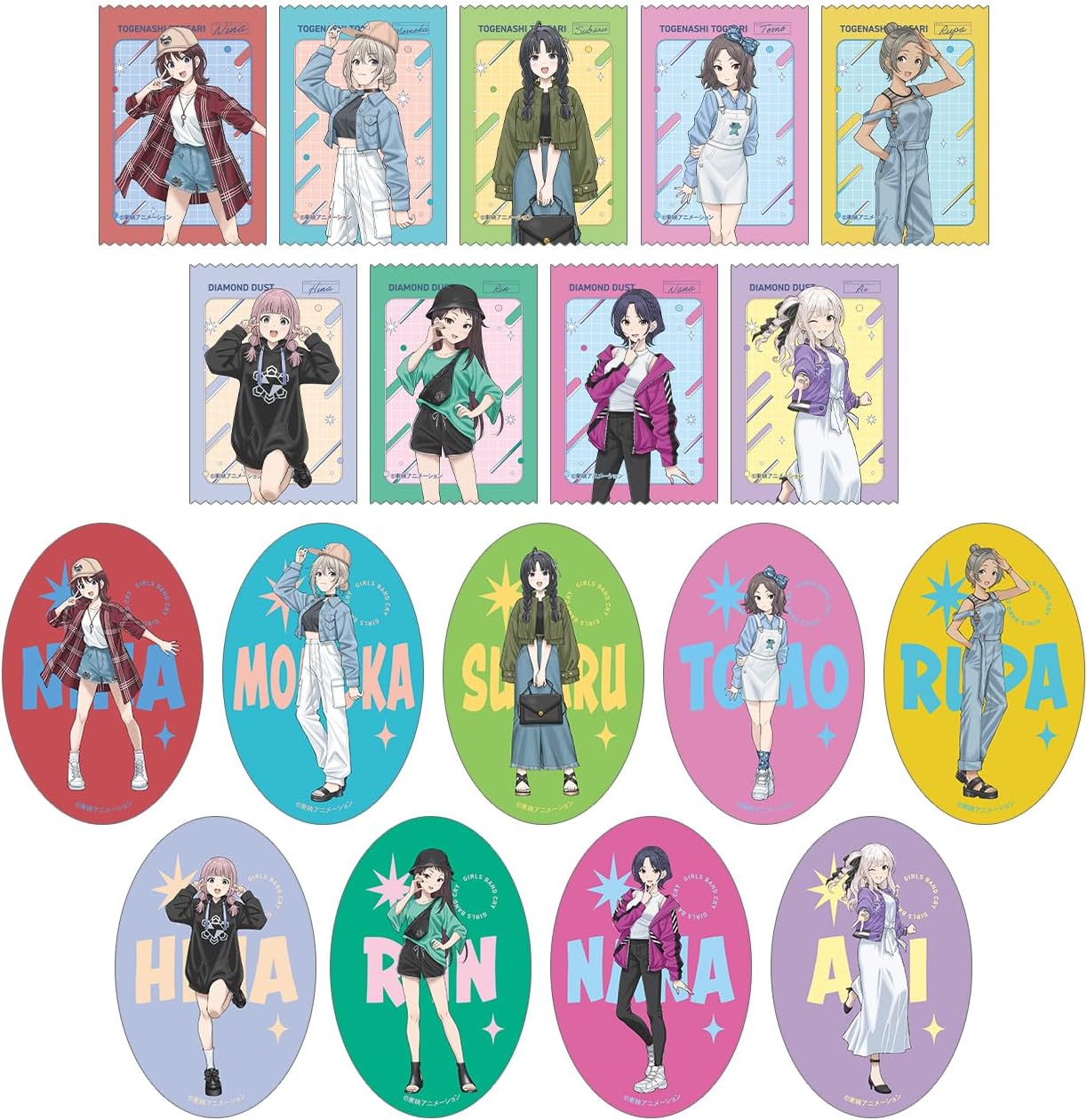 Girls Band Cry Drawn Plain Clothing Version Trading Die Cut Stickers Box of 18