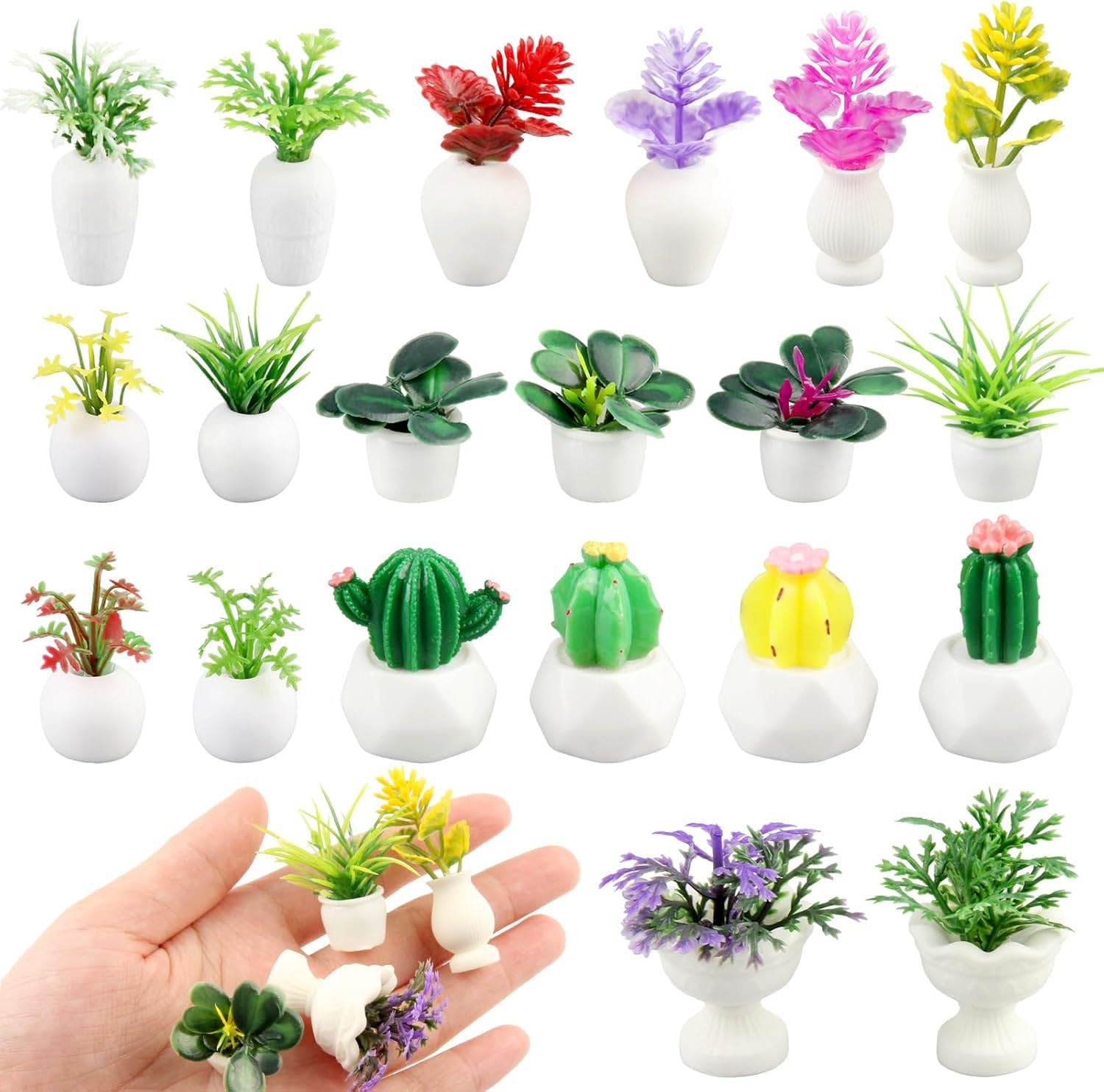 Juguta Mini-Pflanzen Set - 8 Winzige Bonsai Pflanzen Für Puppenhaus & Deko