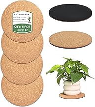 Cork Plant Coasters & Saucers 6 Inch– Absorbent Round Mats for Indoor Flower Pots, Planters, Houseplants, Surface Protector for Table & Floor, 6 Pack