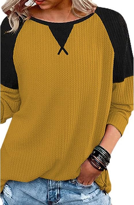 Amazon.com: GOLDEN MANGO Blusa de manga larga para mujer, cuello redondo,  cuello redondo, talla S, talla XXL, color amarillo medio. : Ropa, Zapatos y  Joyería