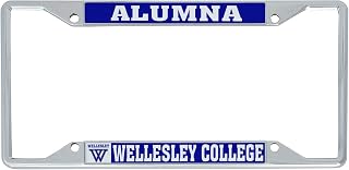 Desert Cactus Wellesley College Car Accessories Blue Metal License Plate Frame and Tag Holder for Front or Rear of Vehicle (Alumna)