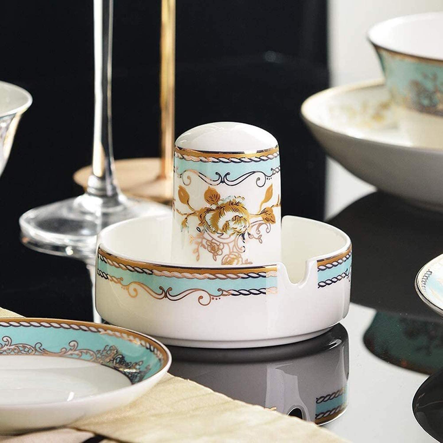 60-częściowy zestaw naczyń kuchennych, nordycki ceramiczny zestaw porcelanowych zastawy stołowej – miski talerze, naczynia, miski, serwis dla 12 osób, rozmiar