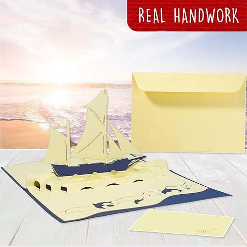 Miniatura 4 de LINPOPUP Tarjeta emergente, POP UP 3D tarjetas de felicitación tarjetas de felicitación tarjetas de cumpleaños de barco, cupón de viaje velero, N104