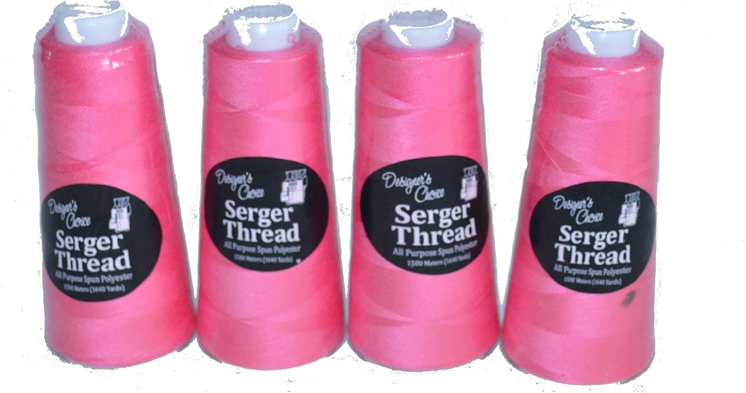 4-Pack Serger Thread for Quilting Embroidery Overlock | 100% Polyester | 1640 Yards Each | Color Pink