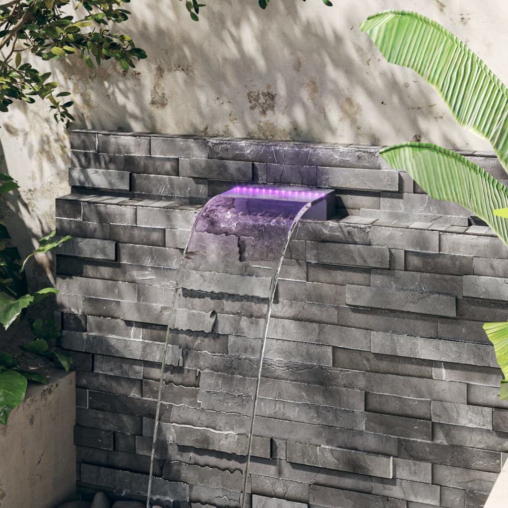 Elemento a cascata in acrilico con LED RGB da 30 cm, gioco d'acqua decorativo per giardino, stagno, terrazzo, telecomando incluso, design moderno per rilassanti, uso interno ed esterno