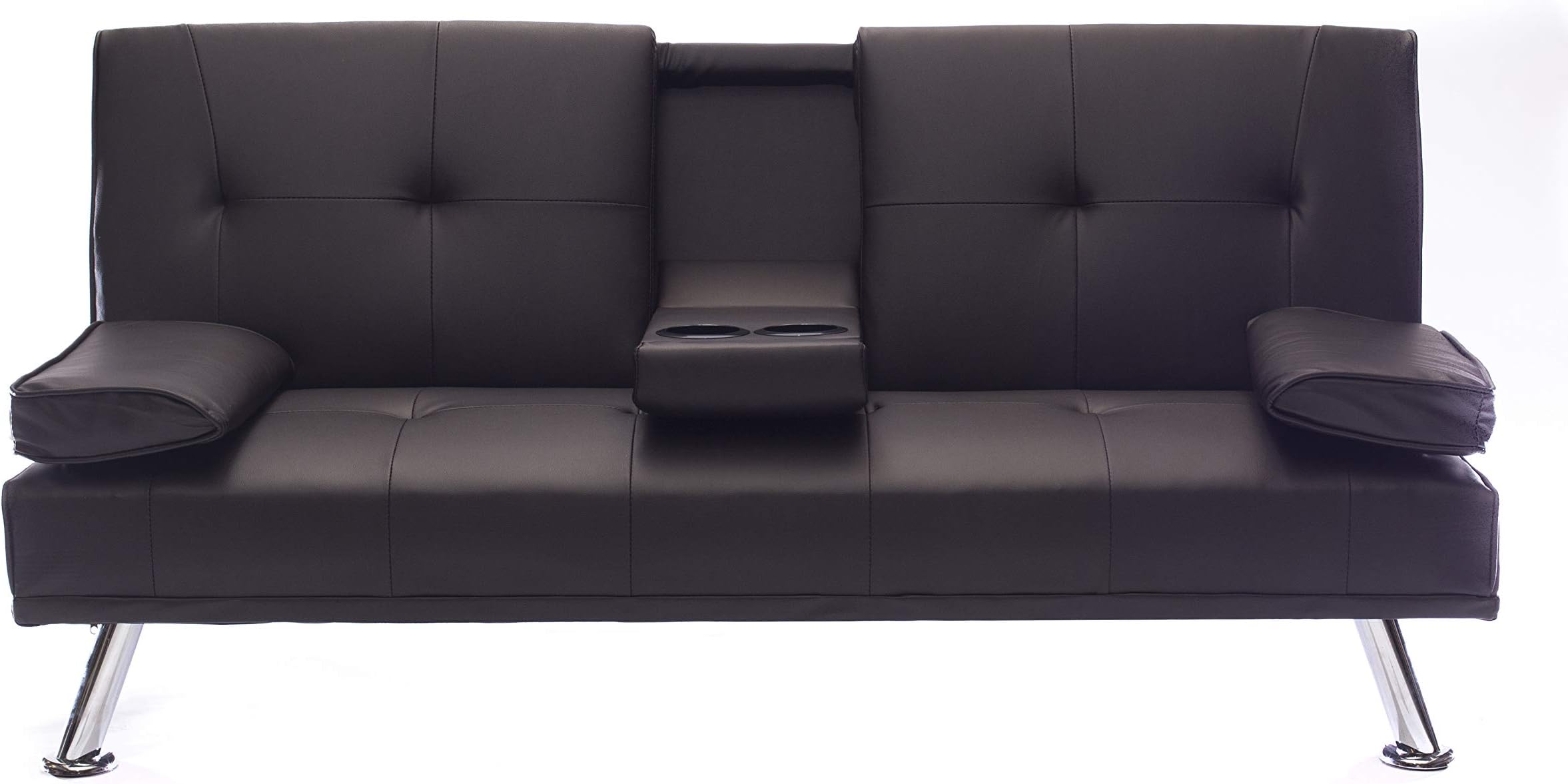 Southern Sofa Beds Sofa bed with drinks holder, chrome Legs Modern dark brown