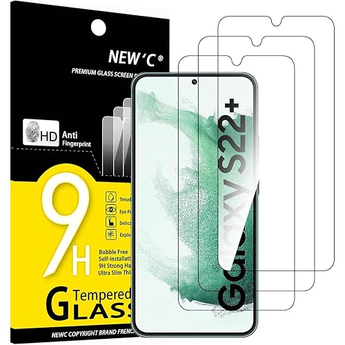 NEW'C 3 Pack Designed for Samsung Galaxy S22+ / S22 Plus, Screen Protector Tempered Glass, Case Friendly Scratch Resistant,Bubble-Free, Ultra Resistant