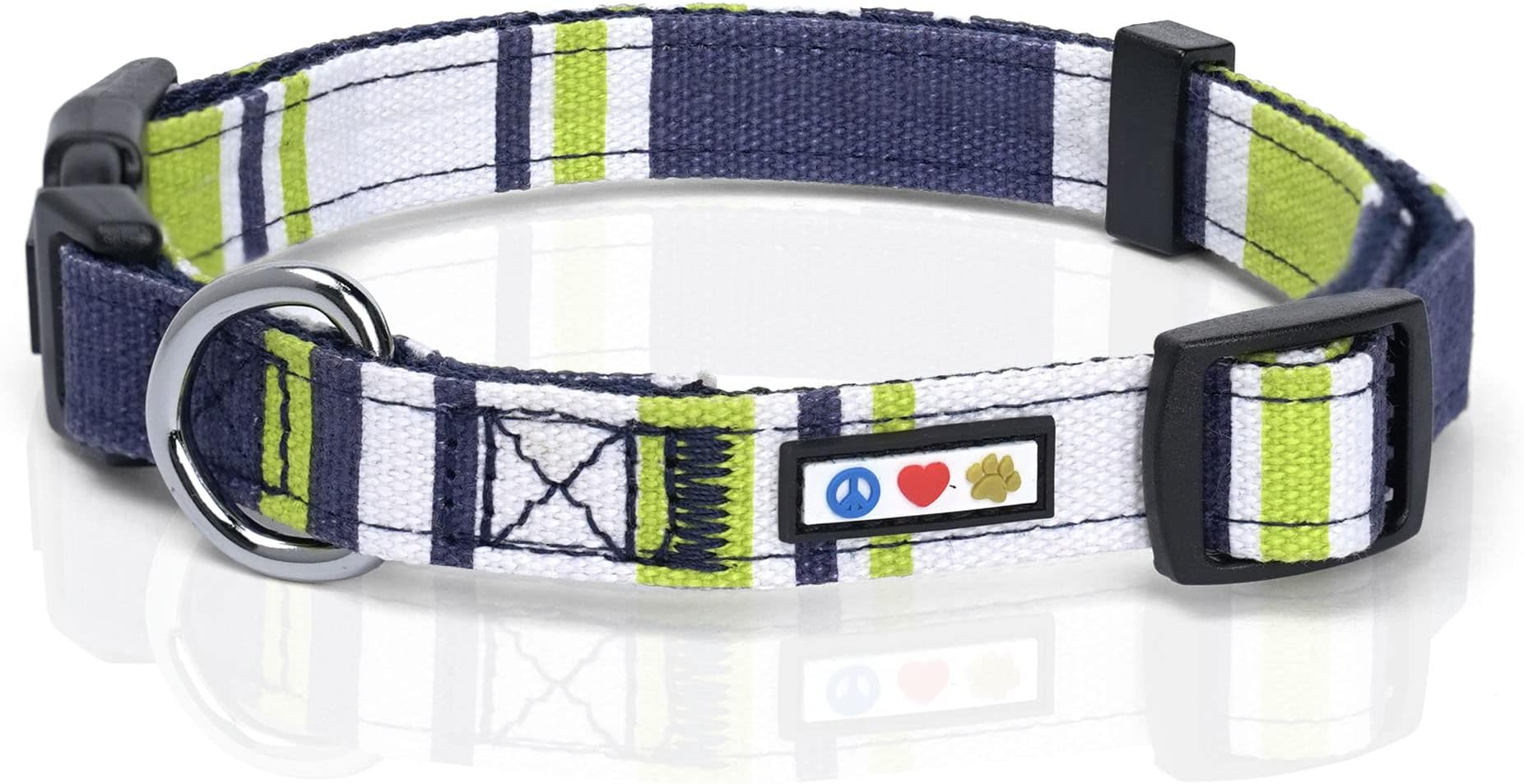 Pawtitas Pet Soft Adjustable Solid Color Nylon Puppy/Dog Collar Personalized Customizable Dog Collar Embroidered Customize w Pet Name & Phone Number X-Small Green/White/Blue