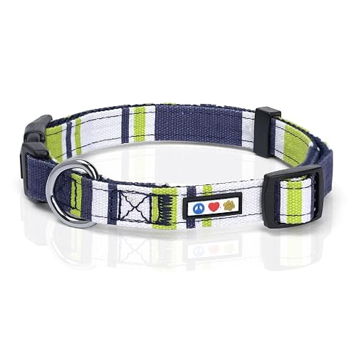 Pawtitas Collar Multicolor para Perros y Cachorros - Extra Pequeño, Entrenamiento, Verde/Blanco/Azul