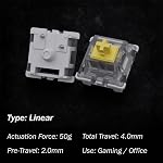 Gateron KS-9 Interrupteurs mécaniques pour MX Clavier mécanique de jeu 50g Force de la ligne de la plaque montée SMD 3 Épingle RGB Interrupteurs pour clavier rétroéclairé (65 PCS, Jaune)