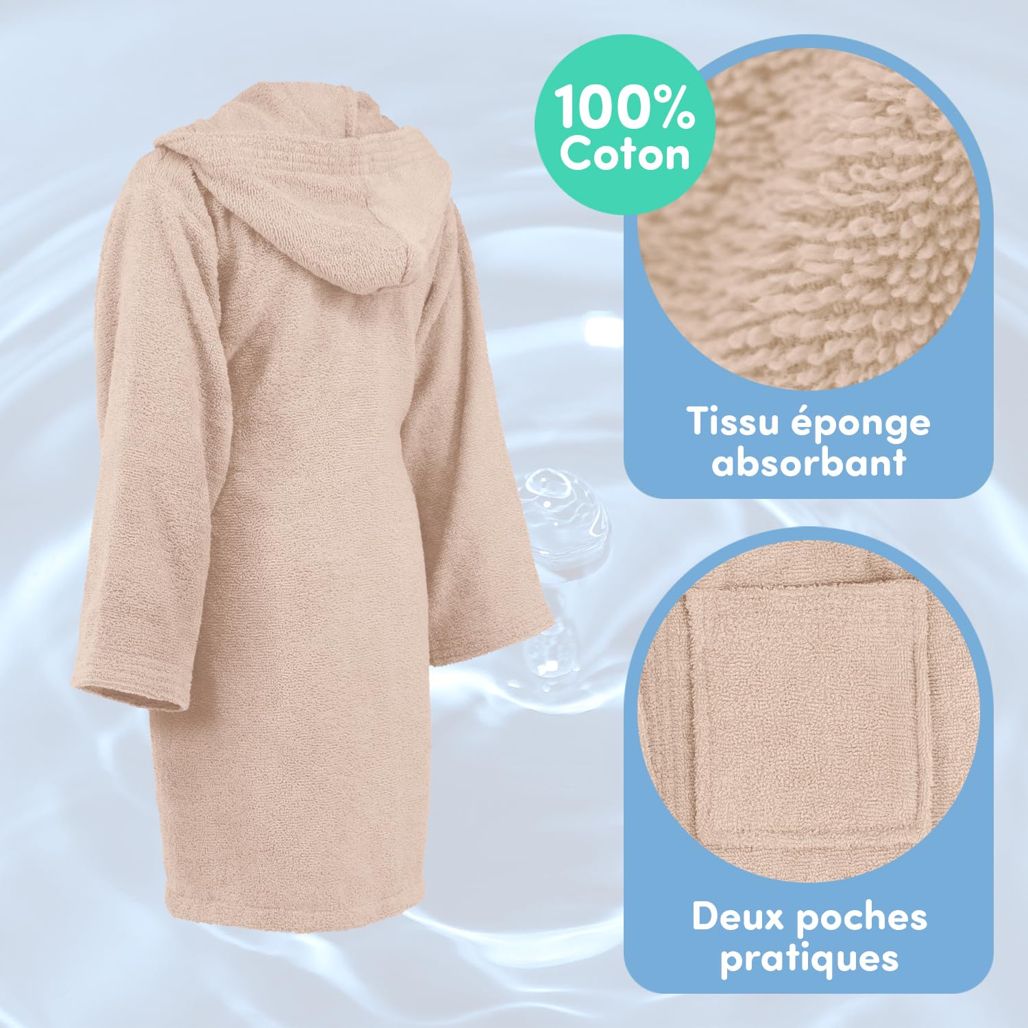 Celodoro Peignoir à capuche pour enfant fille et garçon, coton doux et moelleux