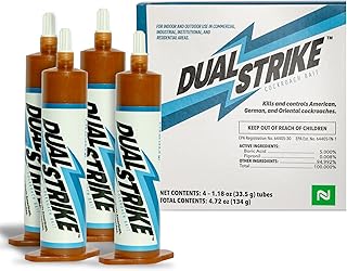 Nisus Dual Strike Cockroach Bait Gel, Kills Roaches Fast with Boric Acid and Fipronil, Long-Lasting Indoor and Outdoor Pest Control Use, 4 Pack