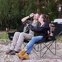 Vista 2 de Silla de Camping para 2 Personas Silla de Camping Loveseat Silla de Camping Doble Plegable Extra Grande Silla de Camping Resistente Silla
