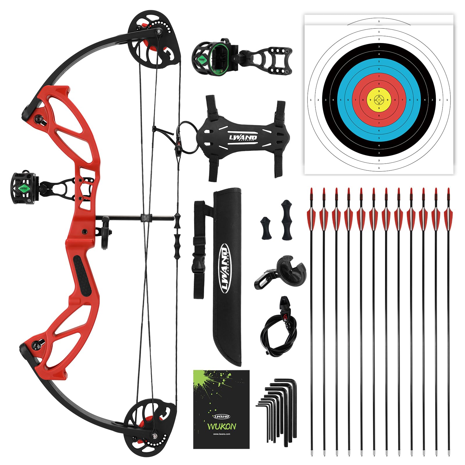 LWANO Compound Bow Set for Youth & Kids,Beginners Bow and Arrow Set,Right Handed,Draw Length 18