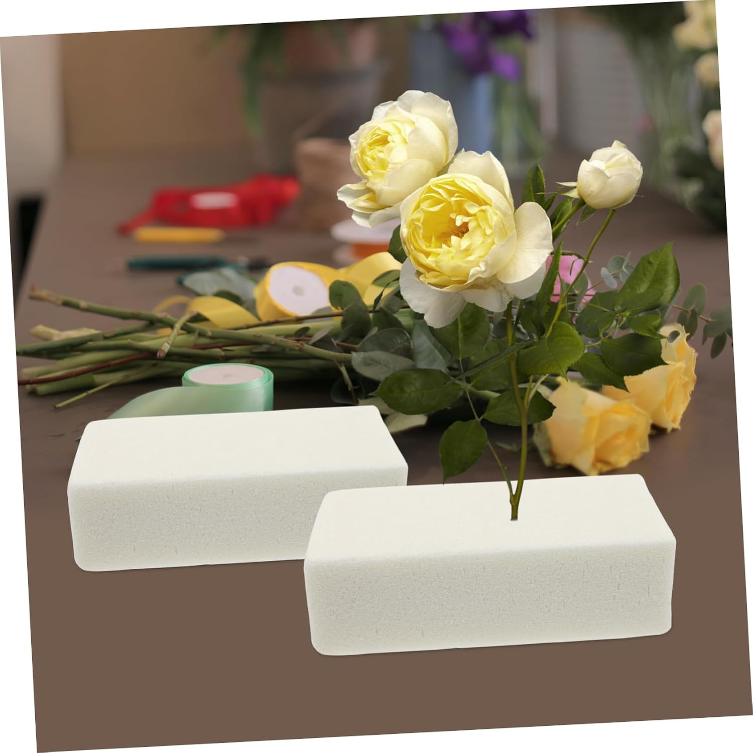 Veemoon 5Pcs High Density Dry Floral Foam Blocks for Fresh Flower Arrangements Rectangular Floral Mud for Florists for Wedding Bouquets and Home Decor
