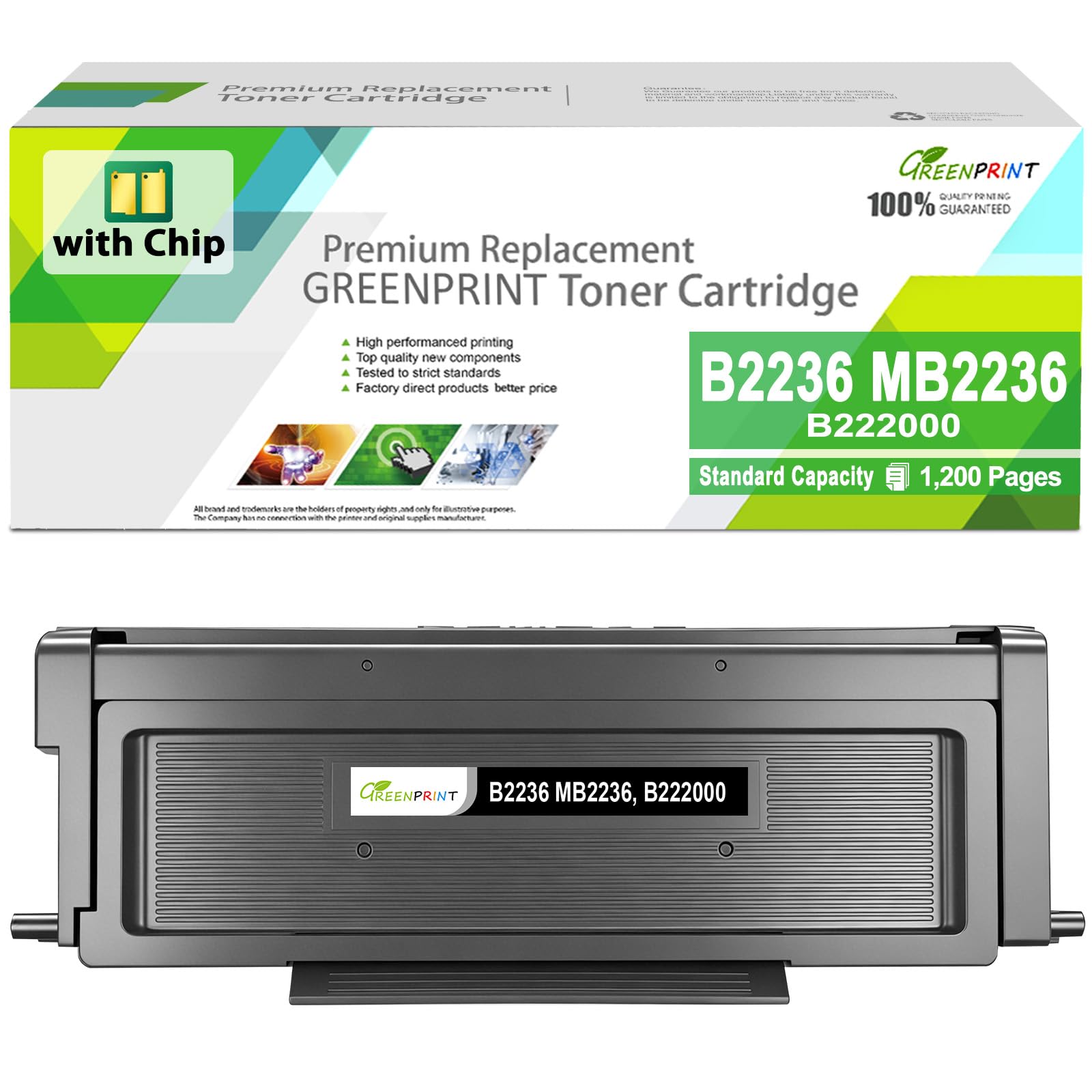 B222000 Cartouche de Toner reconditionnée, capacité Standard, Noire, Utilisation pour imprimantes Lexmark B2236 B2236DW MB2236 MB2236ADW MB2236ADWE MB2236I, remplace B222000 B222H00 B222X00