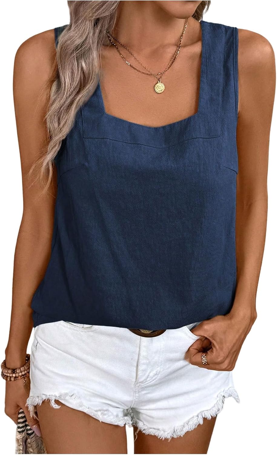 SweatyRocks Women's Sleeveless Casual Tank Top Square Neck Blouse Summer - Image 4
