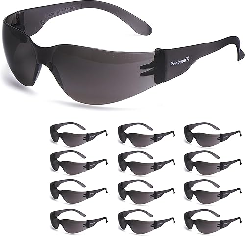 ProtectX Gafas de seguridad para hombres y mujeres, lentes de sol de seguridad con lentes antivaho resistentes a los arañazos, agarres