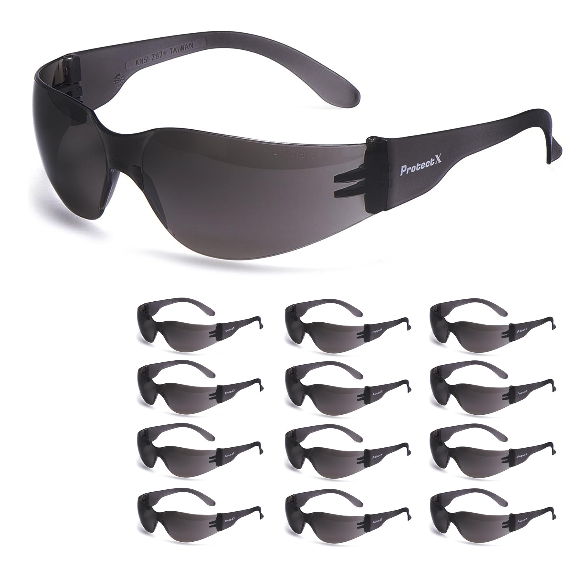 ProtectX Safety Glasses for Men & Women, Safety Sunglasses with Anti-Fog Scratch Resistant Lenses, Non-Slip Grips, ANSI Z87.1