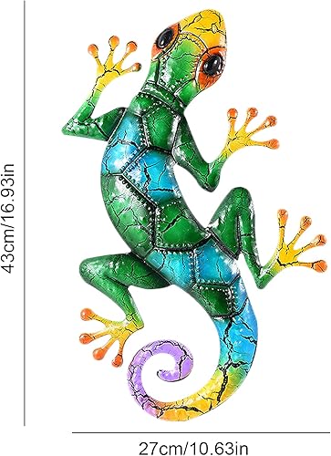 Miniatura 2 de AIZHIYI Gecko - Figura decorativa de metal para colgar en la pared, decoración de pared de Gecko de metal, esculturas de pared de lagarto,