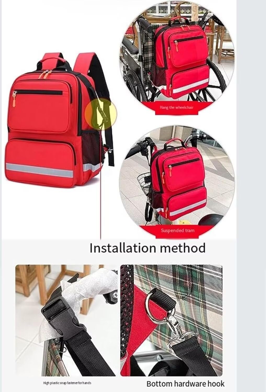 Zaino Per Traumi Di Emergenza, Borsa Primo Soccorso Con Riflettente, Grande Capacità, Infermiere Domiciliare,Medicale Per Campeggio, Escursionismo, Trekking