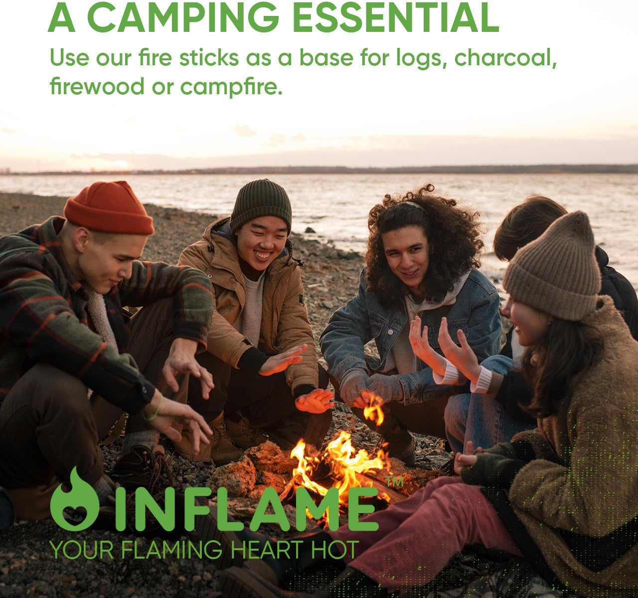 Inflame Fire Starters Set: 9 lbs Kindling Wood +24 pcs Firestarters for Campfires, Grill, BBQ, Fireplace, Woodstove - Charcoal Starter - Waterproof, Weather-Resistant - Natural Wood Fireplace Starters