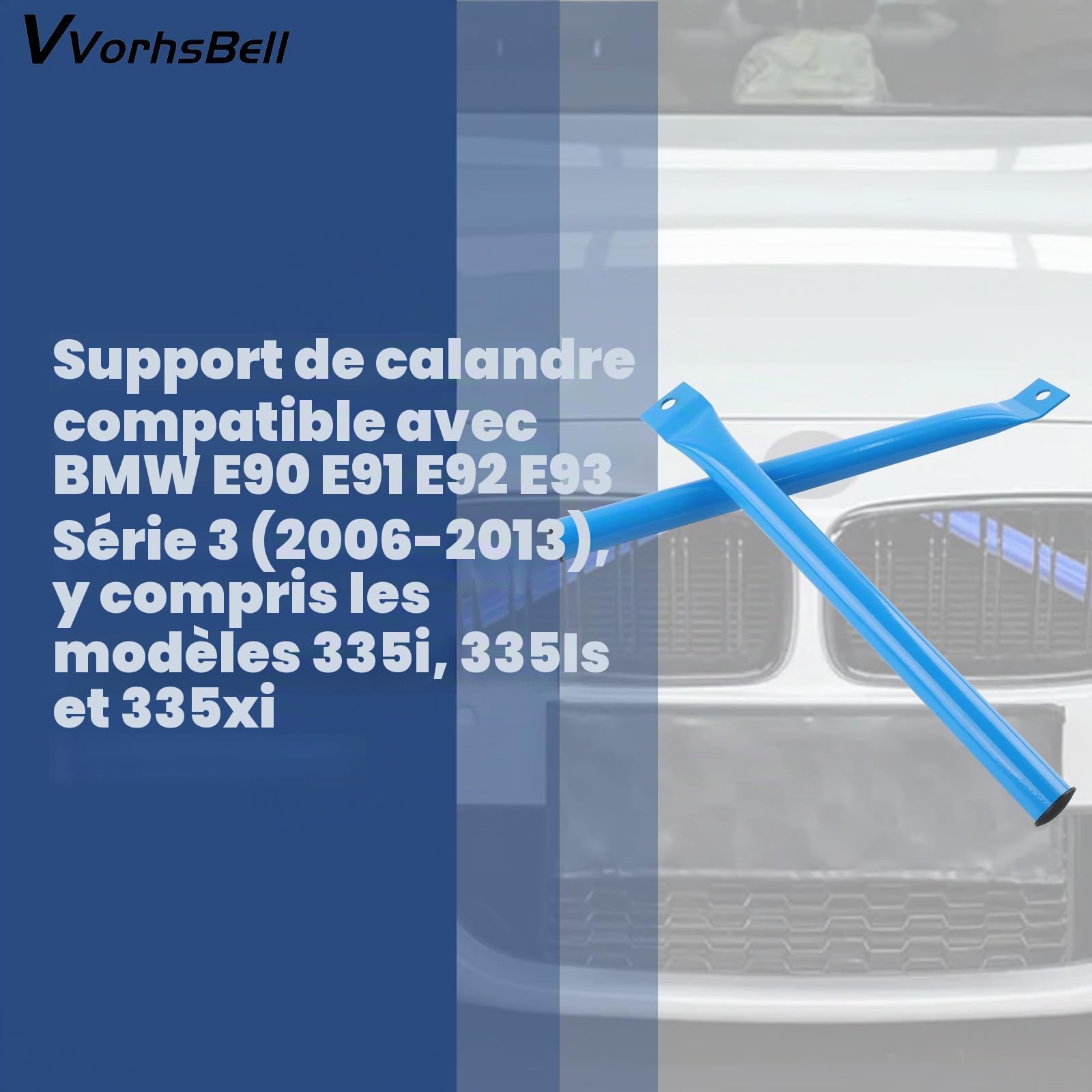 Barres de renfort en V compatibles avec les modèles 2006-2013 BMW E90 E91 E92 E93 Série 3 335i, 335is et 335xi avec revêtement en poudre