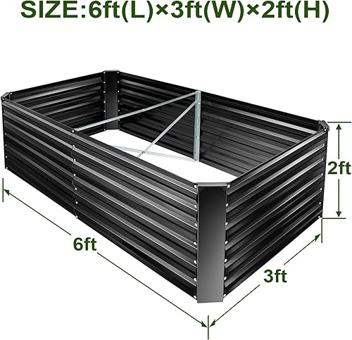 Miniatura 5 de EDOSTORY Kit de cama de jardín elevada de metal, maceta galvanizada de 6 x 3 x 2 pies, cajas de jardín elevadas altas para exteriores, camas de