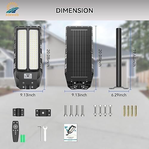 Miniatura 7 de 6000 W de luces solares para exteriores resistentes al agua, luz de calle solar del atardecer al amanecer de 7000 K, sensor de movimiento con