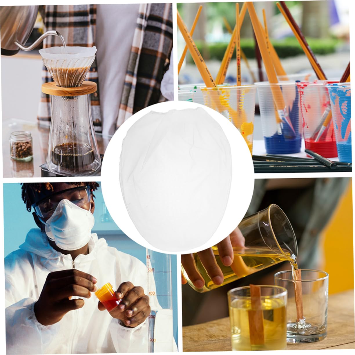 6pcs Mesh Paint Strainer Bags 1 Gallon Polyester White Filter