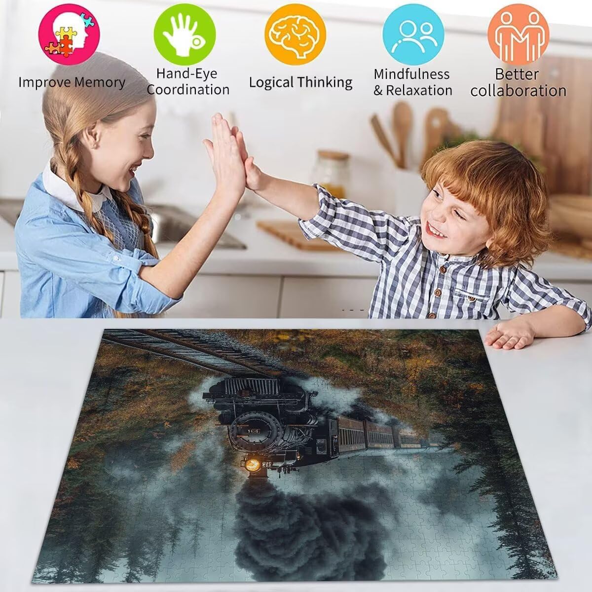 Zug Puzzle für Erwachsene Kinder Anspruchsvoll 5000 teile Impossible Klassische Puzzles Schwer Landschaft ab 8 9 10 Jahre Mädchen Jungen Jigsaw Kunst Educa,für Dekoration und Geschenke 105x156cm t-363