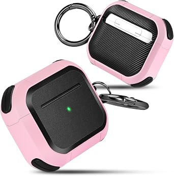 ORIbox Shock-Absorbing Protective Case Compatibel with AirPods Pro Case, Full-Body Rugged with Keychain for AirPods Pro, Pink,ER200001