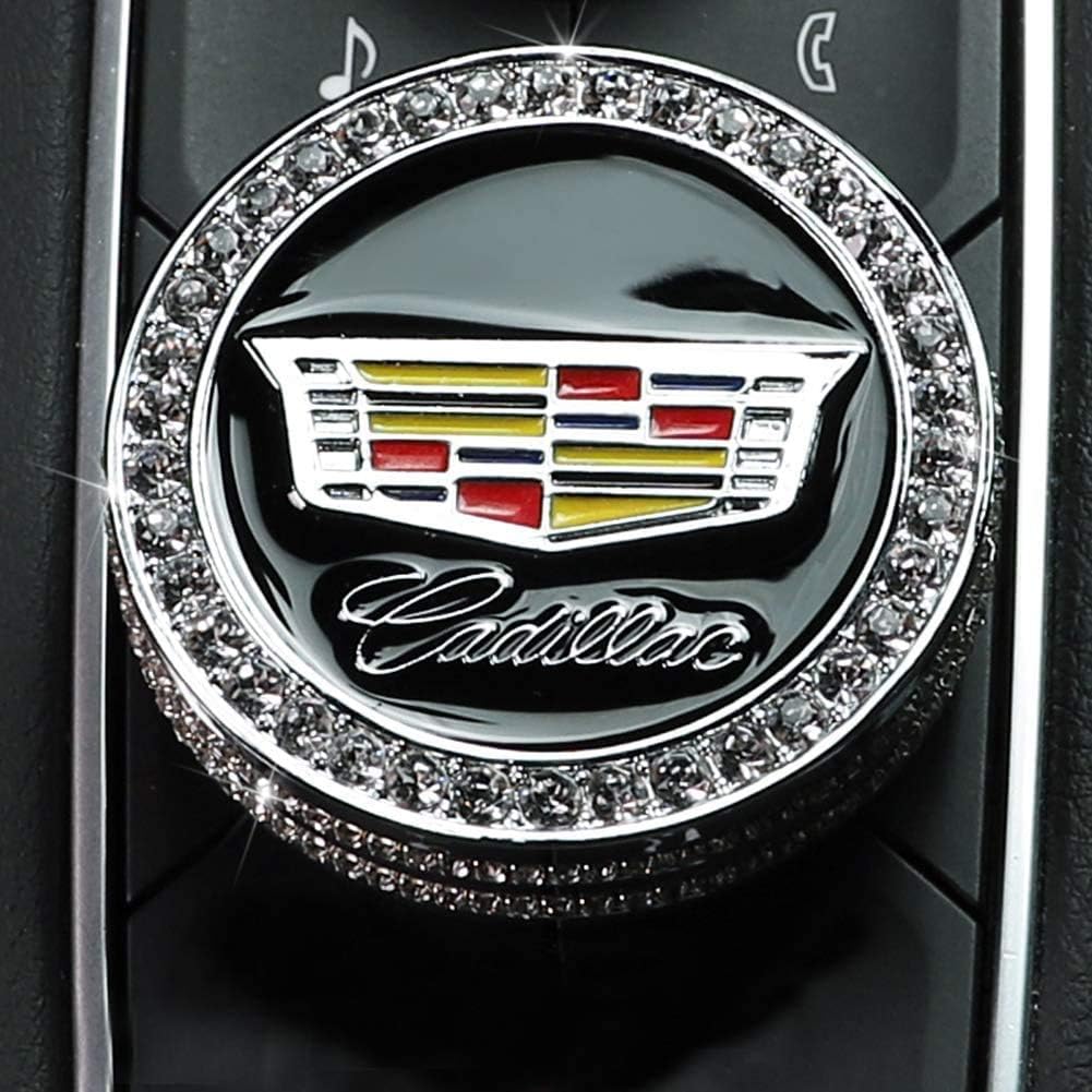 Center Control Multimedia Button Bling Crystal Emblem Fit for Cadillac 2019-2020 CT6/ XT4 /XT5 /XT6, Shiny Accessories Parts Logo Sticker Badge Decals Covers Interior Decorations (Sliver)