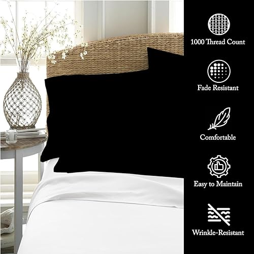 Miniatura 10 de Juego de sábanas de 1000 hilos tamaño Queen de algodón egipcio de 4 piezas de 18 pulgadas de profundidad, sábanas refrescantes de tejido satinado,
