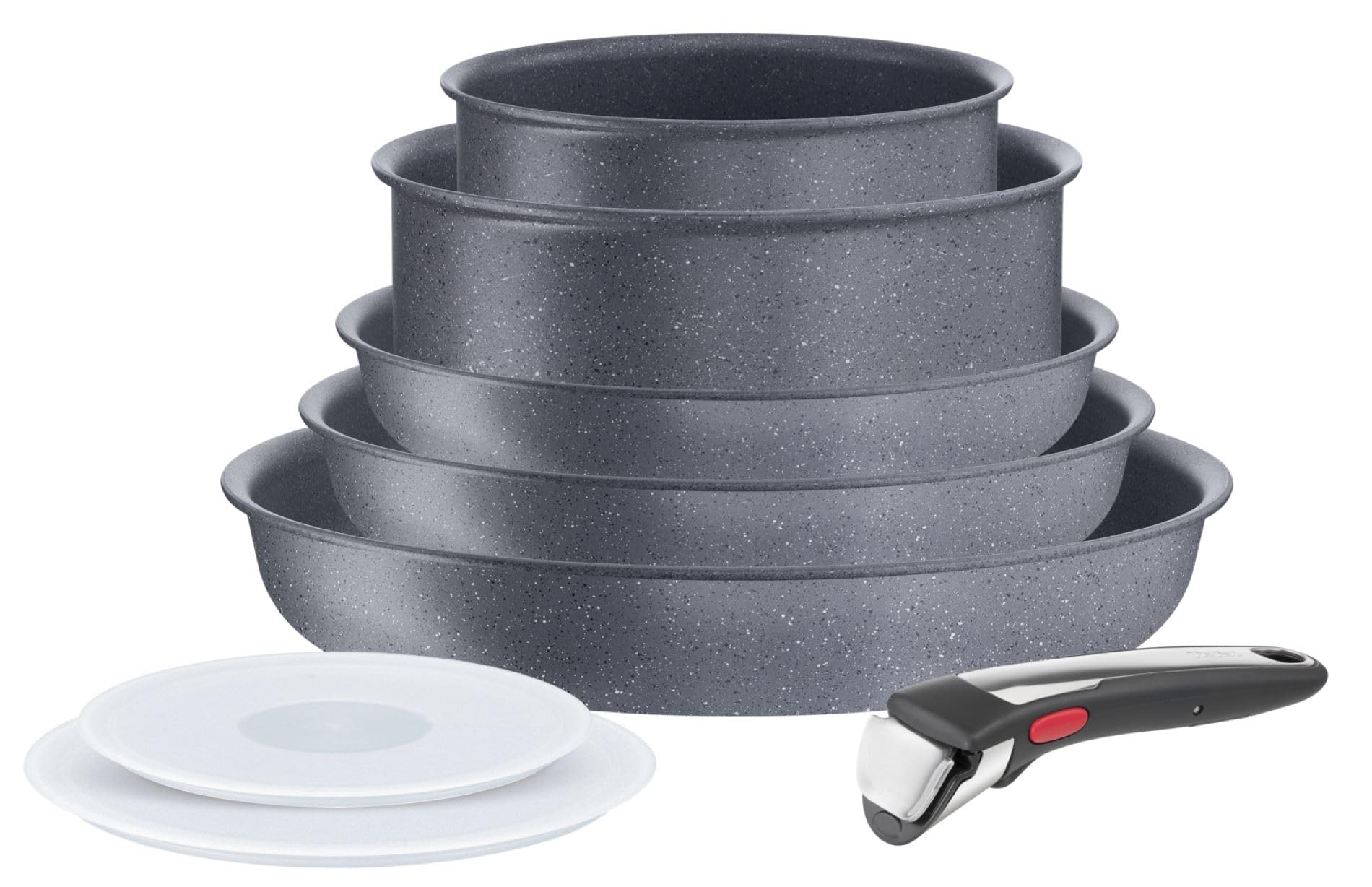 Tefal Ingenio Batterie de cuisine 8 p, Induction, Revêtement antiadhésif, Empilable, Poêles et casseroles + poignée amovible, Compatible lave-vaisselle, Fabriqué en France, Natural On L7669802