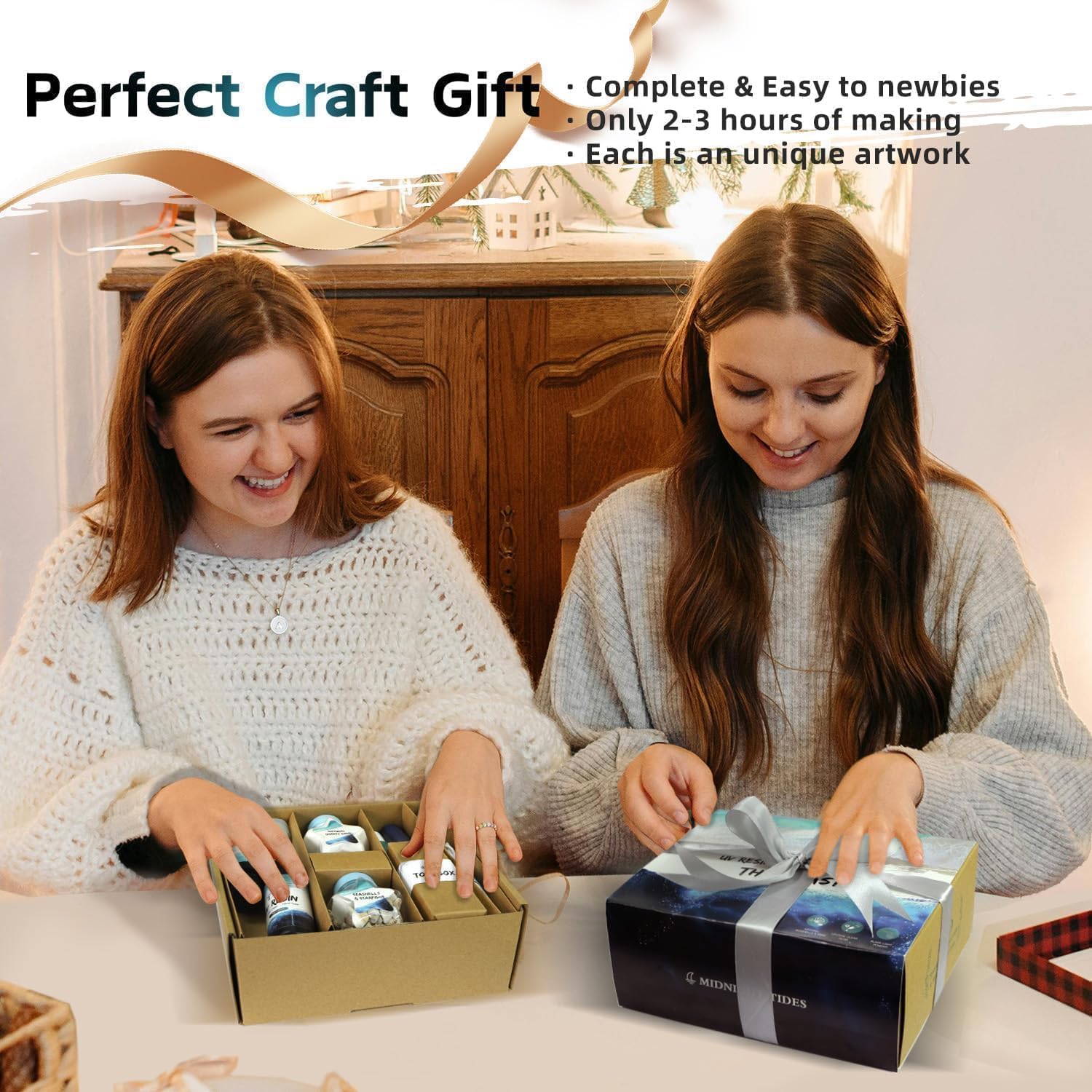 iland Craft Kits for Adults DIY UV Resin Kit Beach Themed Crafting Ocean Resin Art Creative Adult Crafts for Women Resin Art Set for Beginers Crafty Gifts for Women Teen Girls on Christmas Romantic