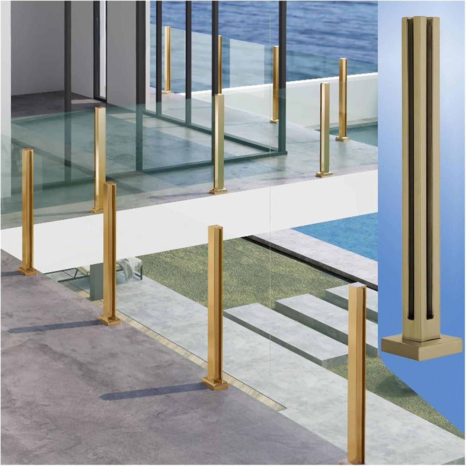 Poteau garde-corps verre sans perçage pour installer une balustrade solide