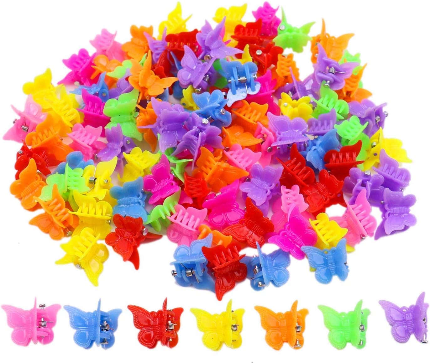100 Pack Butterfly Hair Clips for Girls and Women, Beautiful Bulk Small Mini Butterfly Hair Clips, Assorted Color