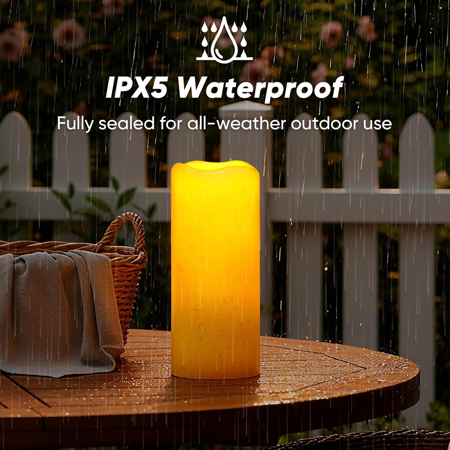 Homemory Large Solar Candles Outdoor Waterproof, 4"x10", Dusk to Dawn, Solar Powered Flameless Candles for Outdoor, Lanterns