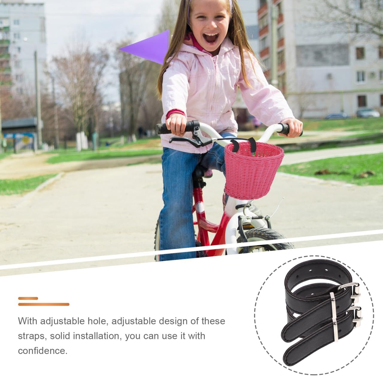 Toddmomy Adjustable Pu Bike Basket Straps Front Handlebar Fastening Belt for Bicycle Accessories Compact 8.85X0.78X0.23 Inch Durable Bike Basket Front Straps