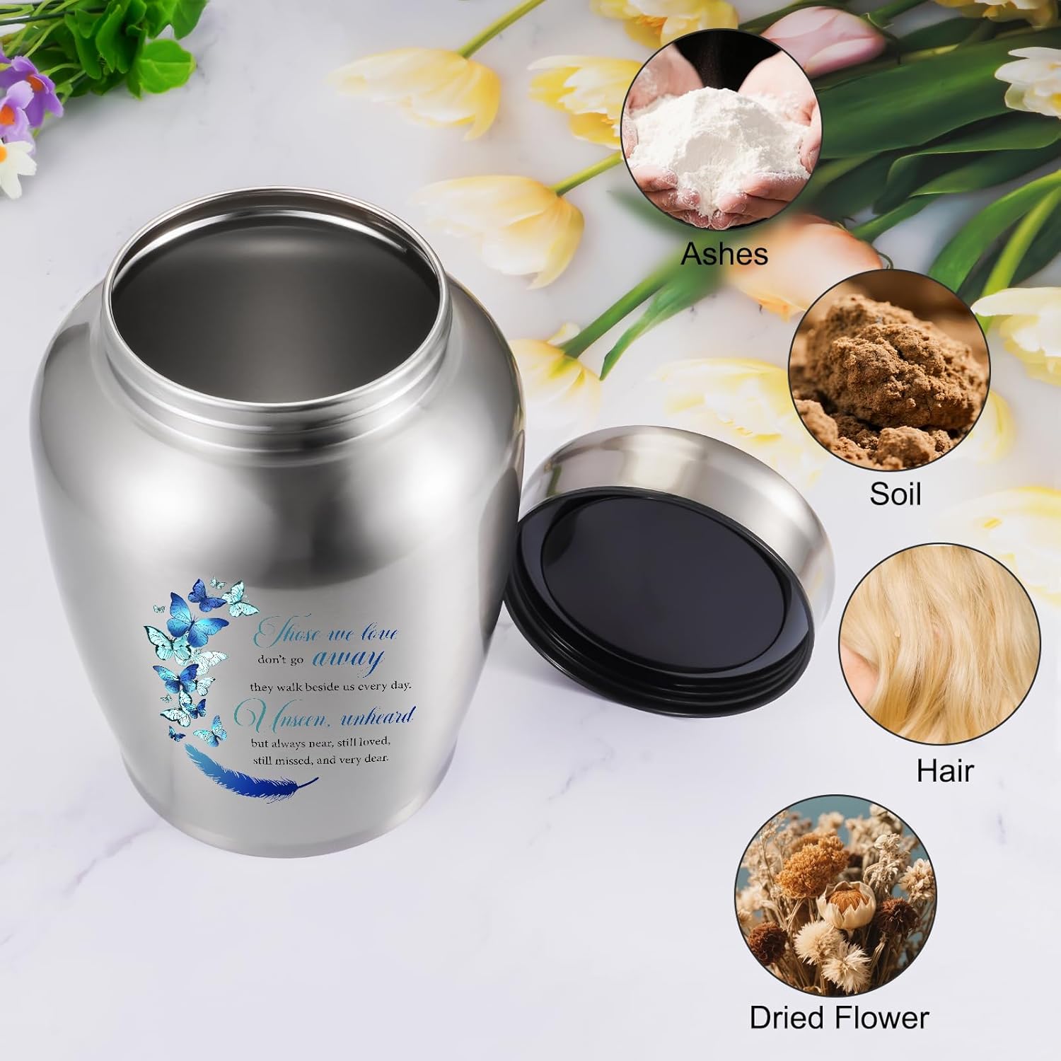 Customize Big Urn for Human Ashes for Men Women Cremation Urn-Silver