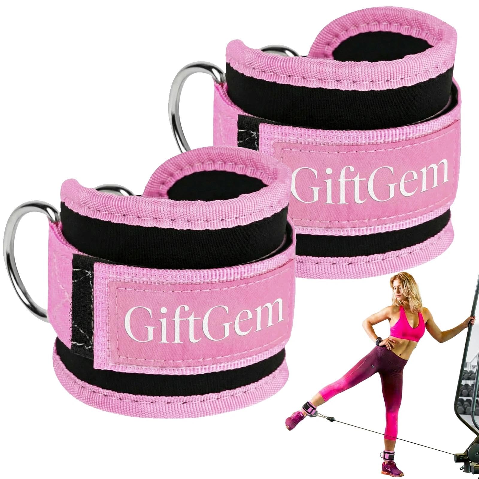 Ankle Straps for Cable Machines, Adjustable Neoprene Gym Straps and Gym Cuffs with Double Stainless Steel D-Ring for Glute Kickbacks, Leg Muscle Shaping and Workouts