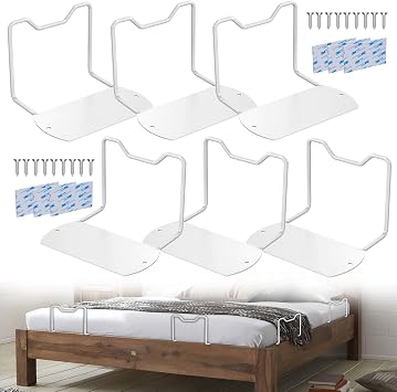 Mattress Slide Stopper Fit Wooden Bed Frame,Mattress Retainer Bar from Sliding,Anti Bed Sliding Holder in PlaceWhite,3.93" H,6Pack