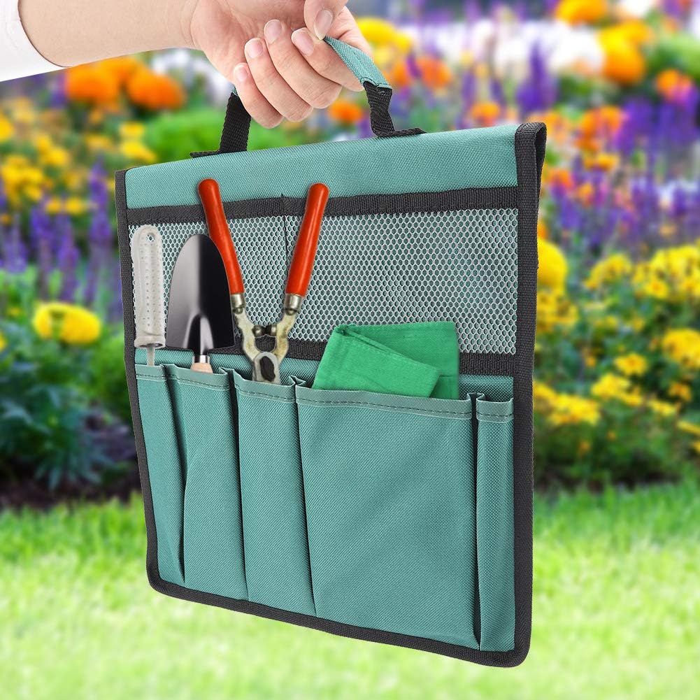 Oumefar Foldable Garden Kneeler Pouch Portable Garden Kneeling Pouch Bag Bench Kneeling Bag Tool with Handle Multiple Storage Stool Pouch (Green)
