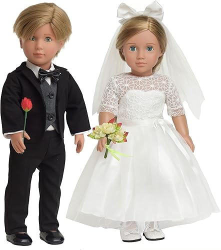 Conjunto de vestido y traje de novia de primera comunión para muñeca americana de 18 pulgadas para niño y niña