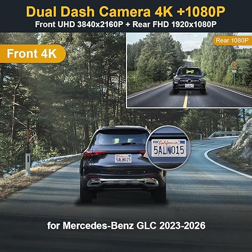 Miniatura 2 de Fitcamx Cámara de tablero frontal 4K+trasera 1080P se adapta para Mercedes-Benz Clase GLC 2023-2026 e híbrida (HD2-6588) Original 2 Cams, aspecto