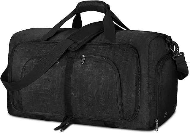 NEWHEY Foldable Travel Duffle Bag 40L 65L 80L 100L Holdall Bag Large Weekend Overnight Bag with Shoes Compartment Sports Gym Bags for Men & Womem